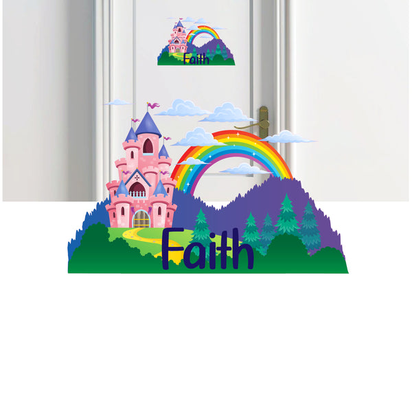 Personalised Custom Princess Castle Name Door Sticker Wall Decal Girls Bedroom