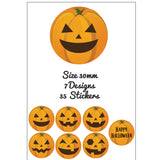 35 Halloween Sweets Stickers Self Adhesive Pumpkin Labels Autumn Round Circle (Copy)