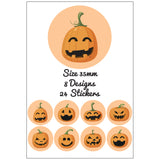 24 Halloween Sweets Stickers Self Adhesive Pumpkin Labels Autumn Round Circle