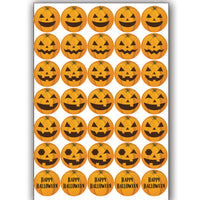 35 Halloween Sweets Stickers Self Adhesive Pumpkin Labels Autumn Round Circle (Copy)