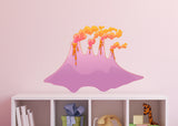 Childrens Room Volcano Wall Decal Sticker Lava Erupt Mountain Kids Mural Pink