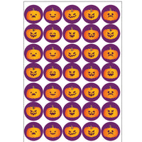 35 Halloween Sweets Stickers Self Adhesive Pumpkin Labels Autumn Round Circle