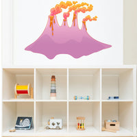 Childrens Room Volcano Wall Decal Sticker Lava Erupt Mountain Kids Mural Pink