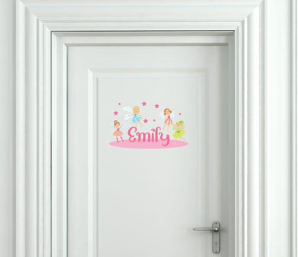 Personalised Custom Fairy Name Door Sticker Wall Decal Girls Bedroom