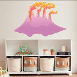 Childrens Room Volcano Wall Decal Sticker Lava Erupt Mountain Kids Mural Pink