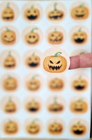 24 Halloween Sweets Stickers Self Adhesive Pumpkin Labels Autumn Round Circle