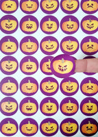 35 Halloween Sweets Stickers Self Adhesive Pumpkin Labels Autumn Round Circle